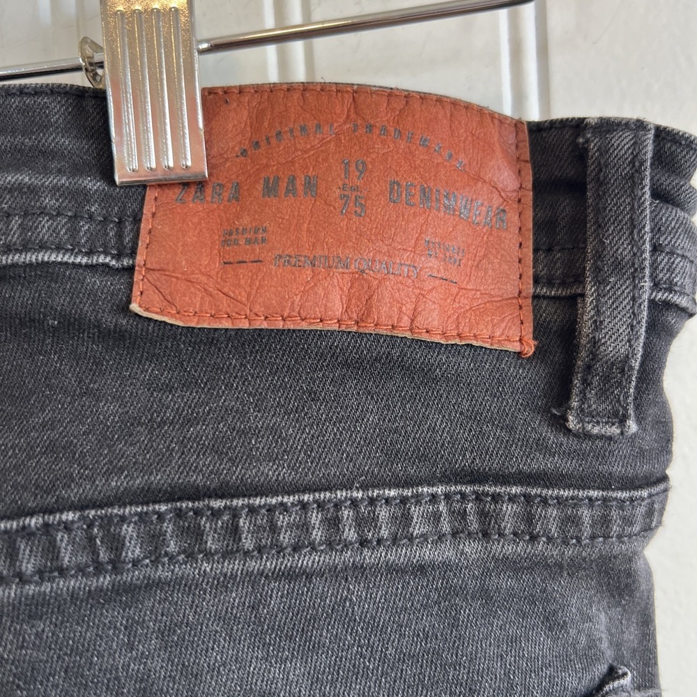 Zara Premium Jeans Women‎ Sz 34 Charcoal Wash Skinny Stretch Distressed Denim - Picture 5 of 9